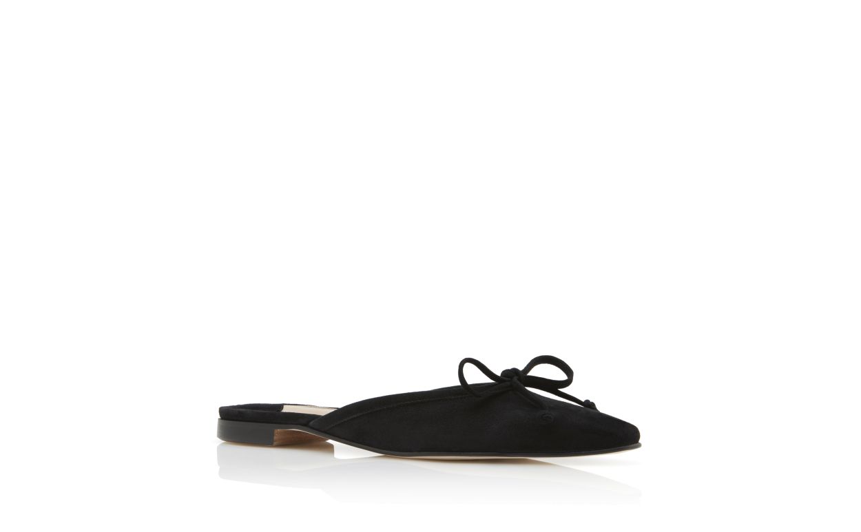 Designer Black Suede Flat Mules - Image Upsell