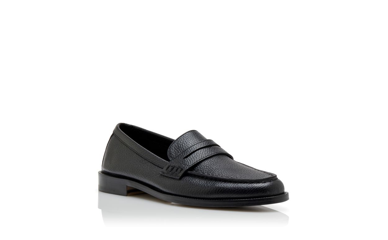 Designer Black Calf Leather Penny Loafers - Image Upsell