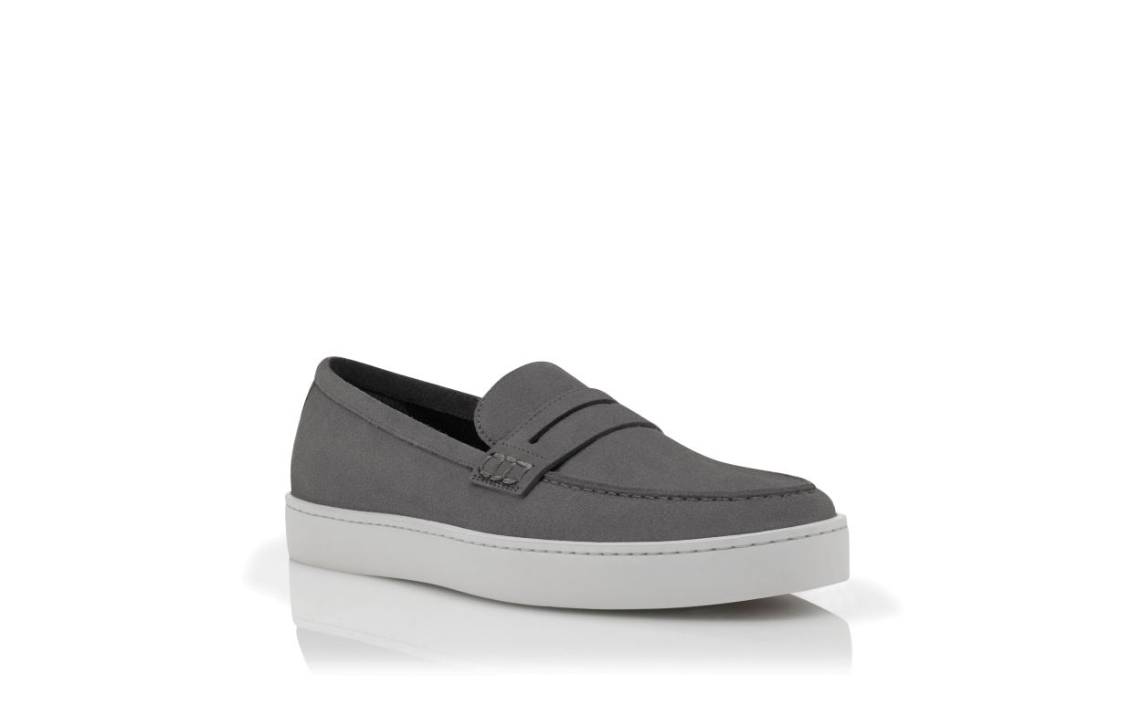 Designer Grey Suede Slip On Loafers - Image Upsell
