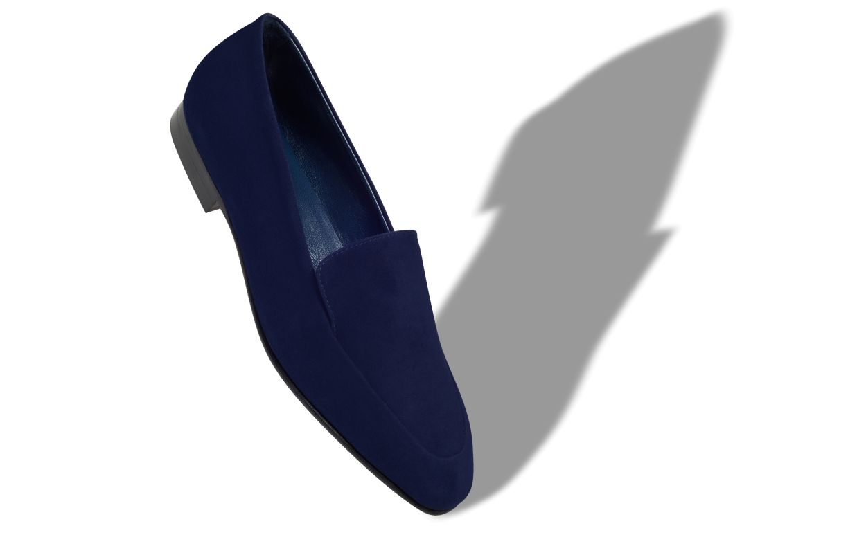 Designer Navy Blue Suede Loafers - Image Main