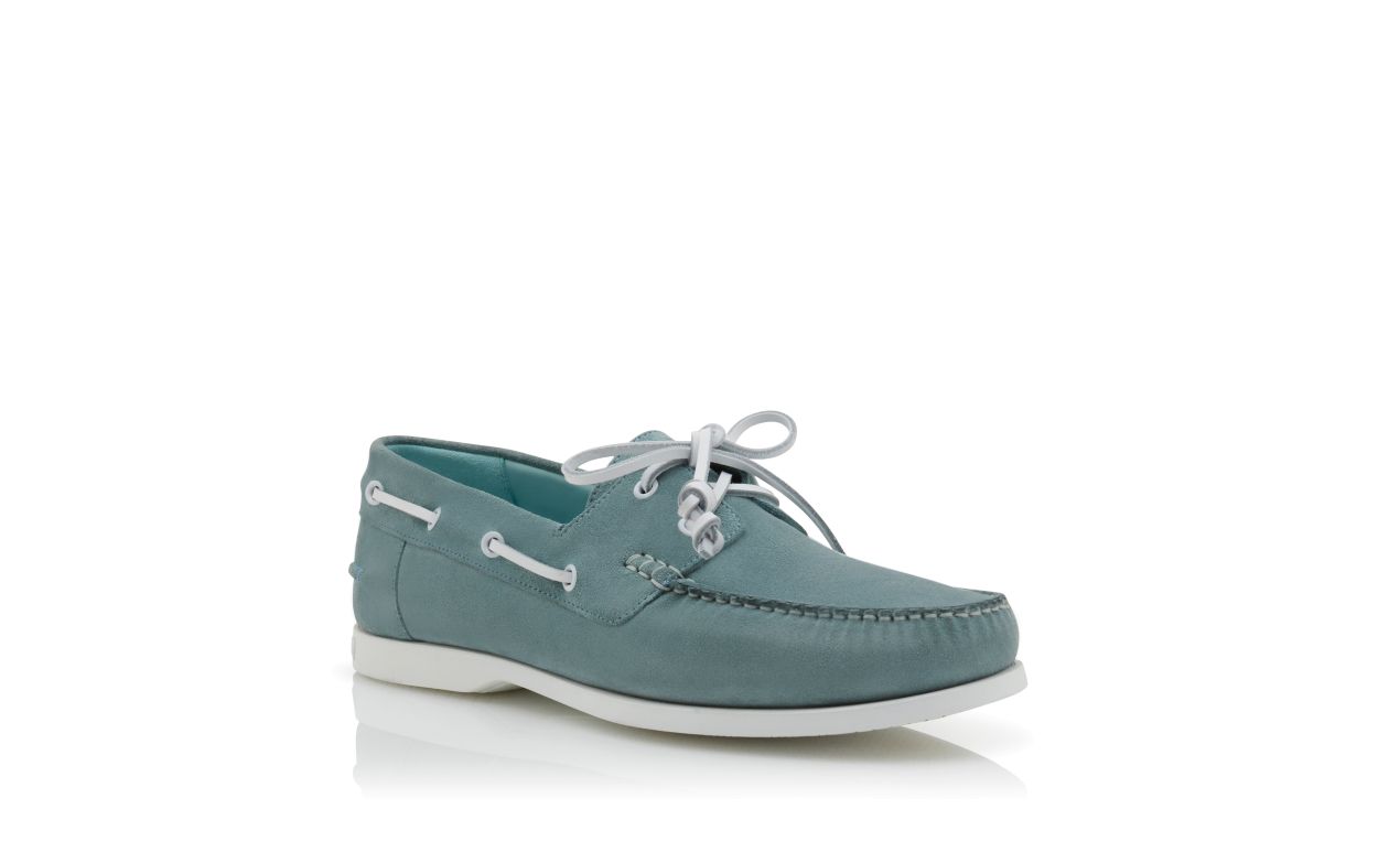 Designer Light Blue Suede Boat Shoes - Image Upsell
