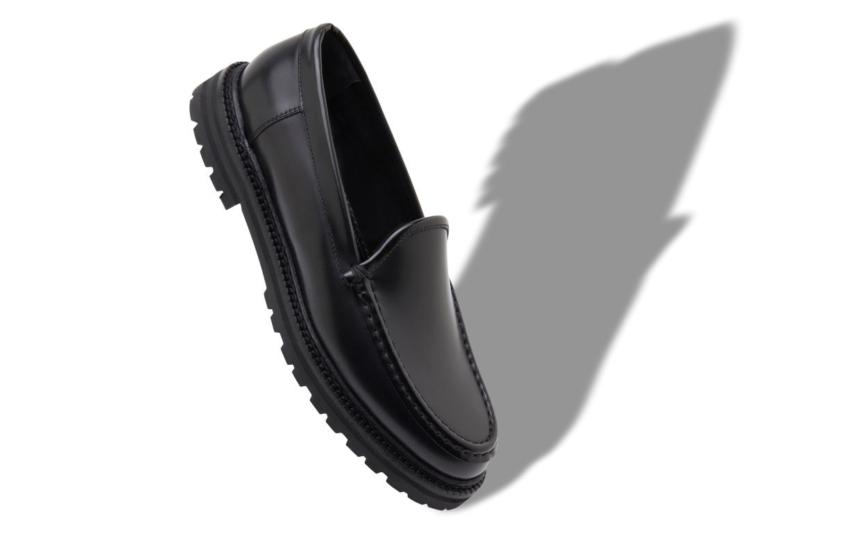 Designer Black Calf Leather Loafers - Image Main