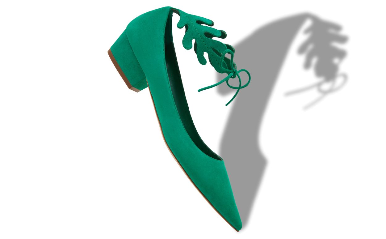 Designer Green Suede Ankle Strap Pumps  - Image Main