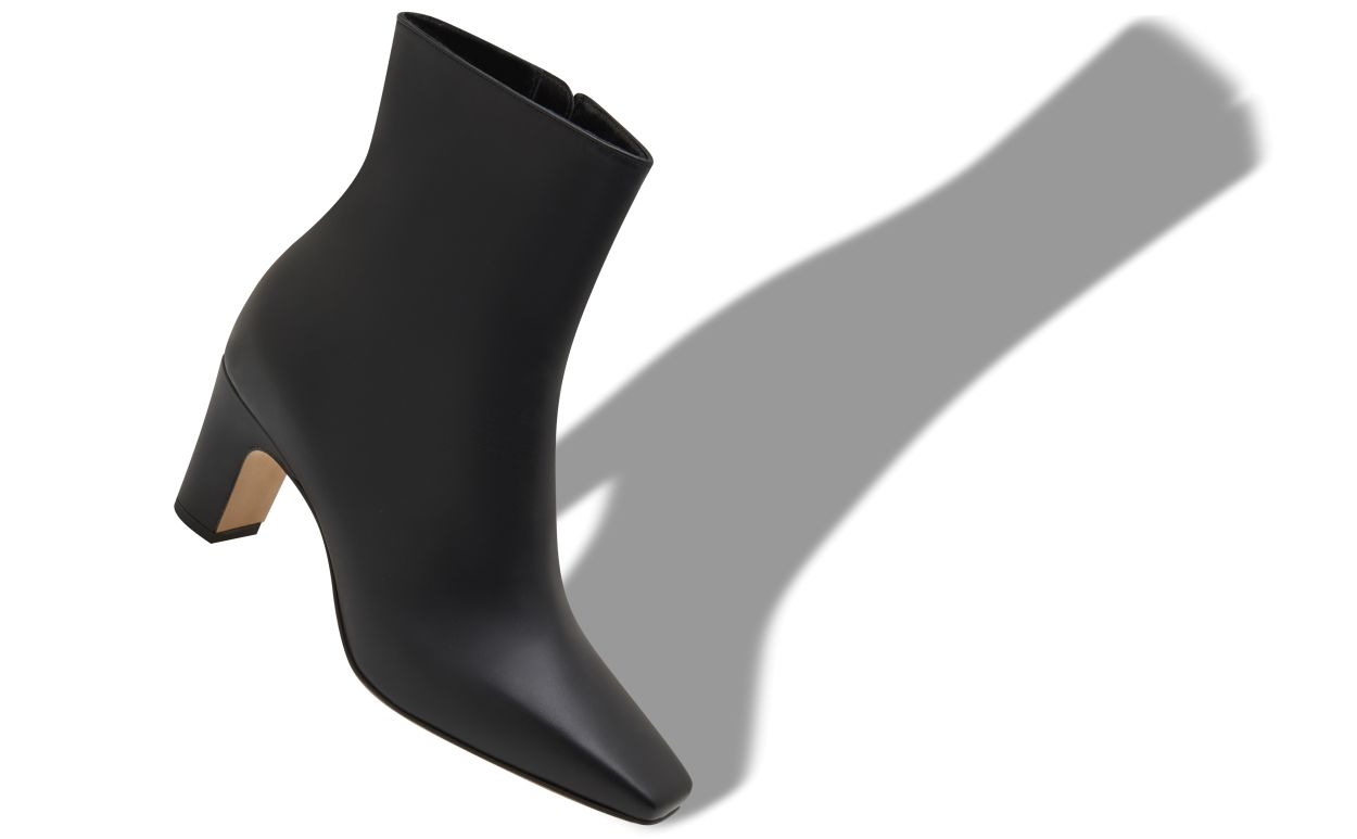 Designer Black Calf Leather Ankle Boots - Image Main View