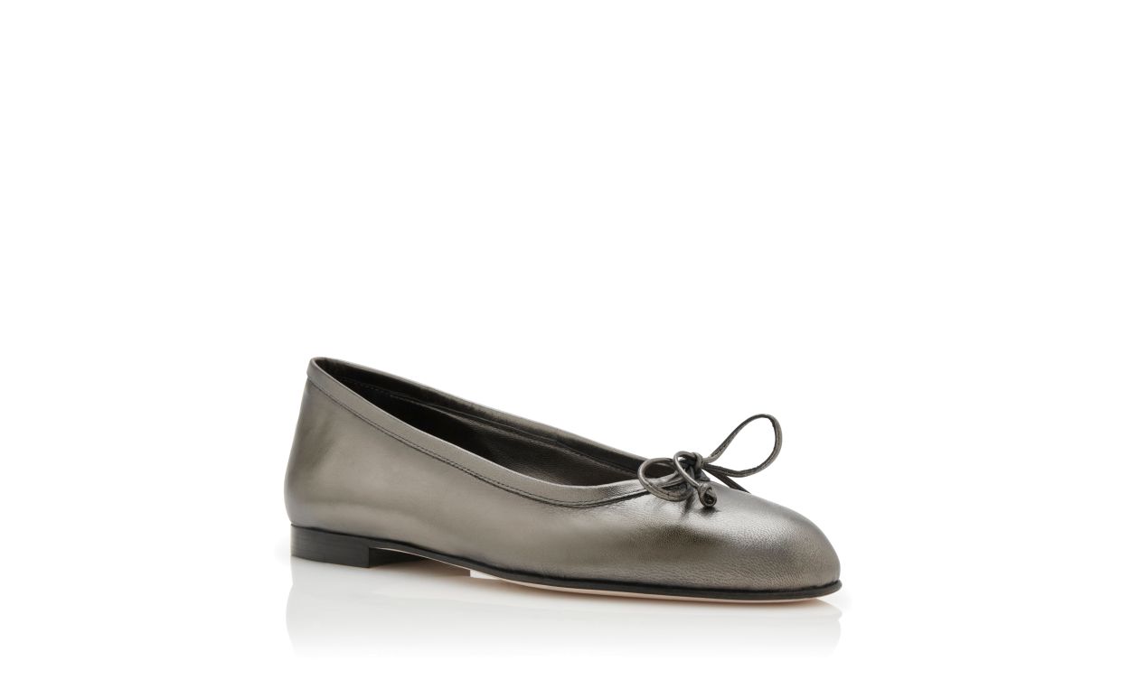 Designer Dark Grey Nappa Leather Ballerina Flats - Image Upsell