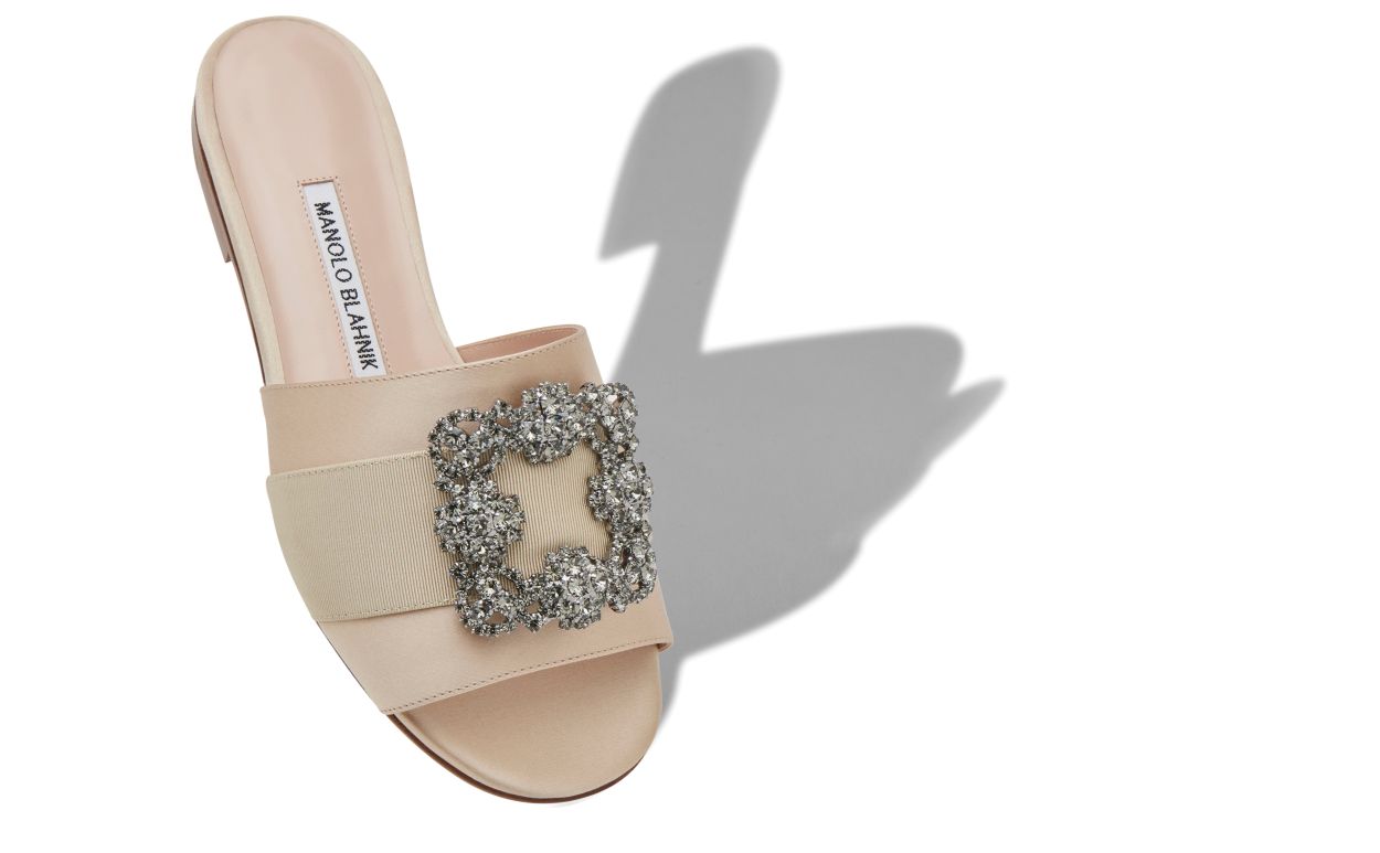Designer Sand Satin Jewel Buckle Sliders - Image small_image