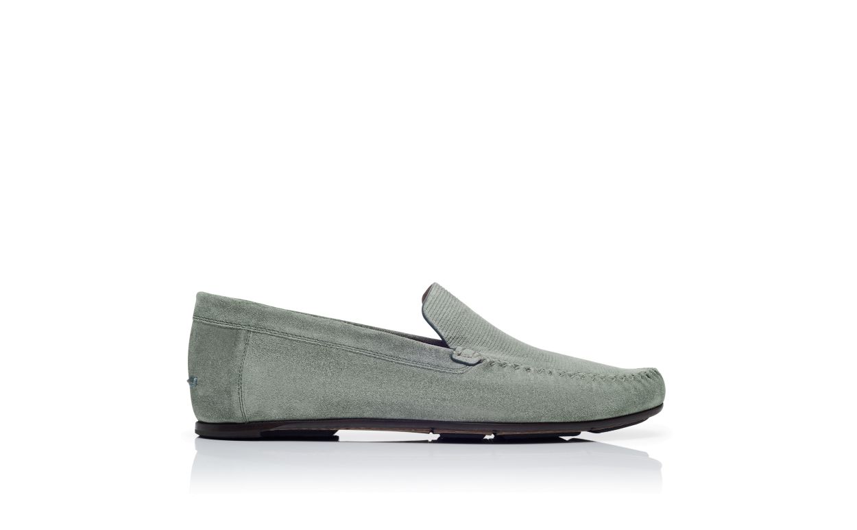 Designer Khaki Suede Slippers - Image Side View