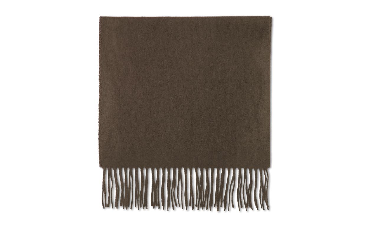 Designer Brown Cashmere Scarf - Image Side View