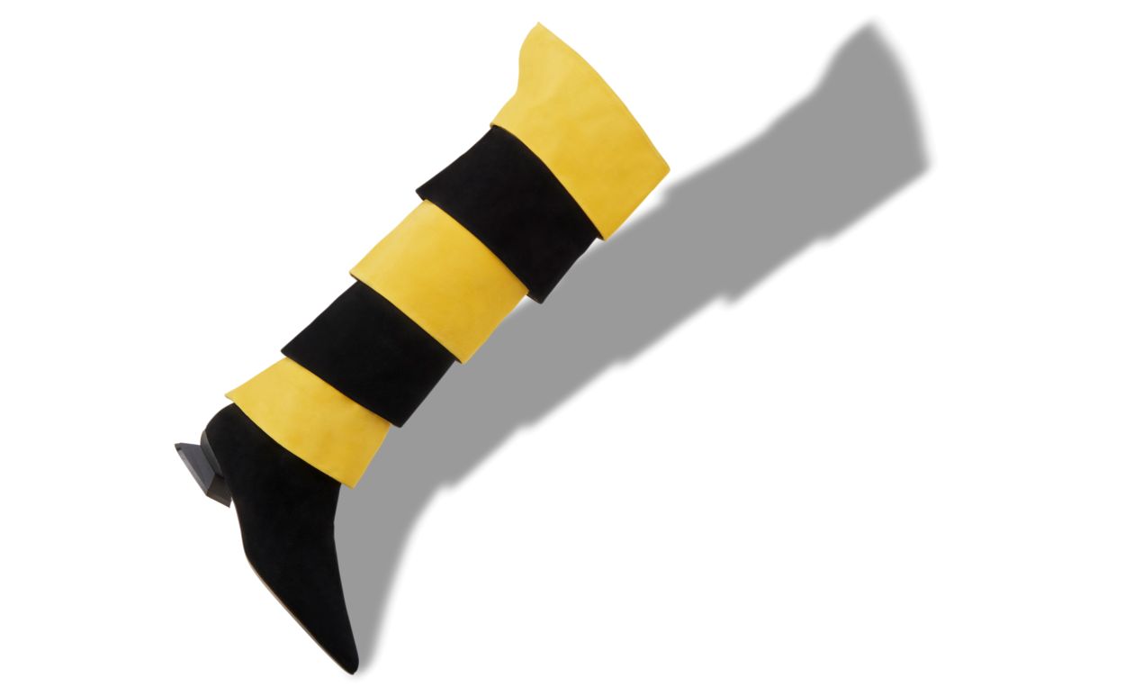 Designer Black and Yellow Suede Boots  - Image Main