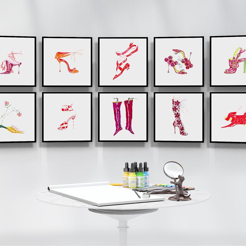 A snapshot of the Palette Room, the first of five rooms in the virtual experience.