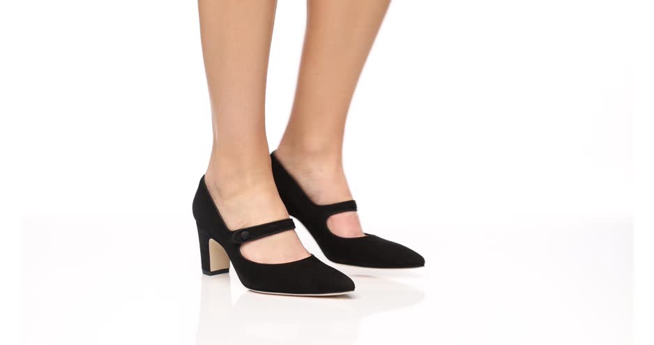 CAMPARIBA | Black Suede Mary Jane Pumps | Manolo Blahnik